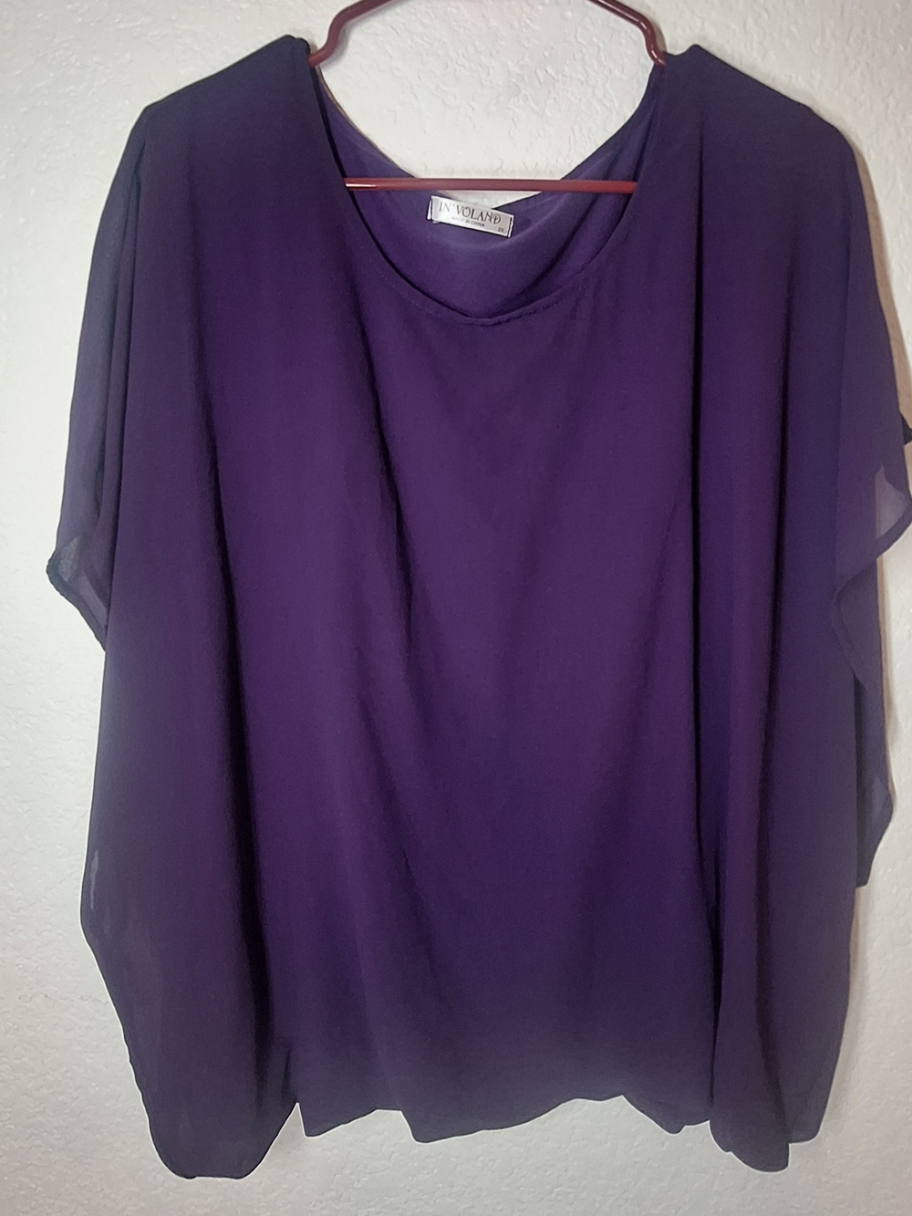 IN'VOLAND Purple Chiffon Batwing Blouse Plus Size 2X